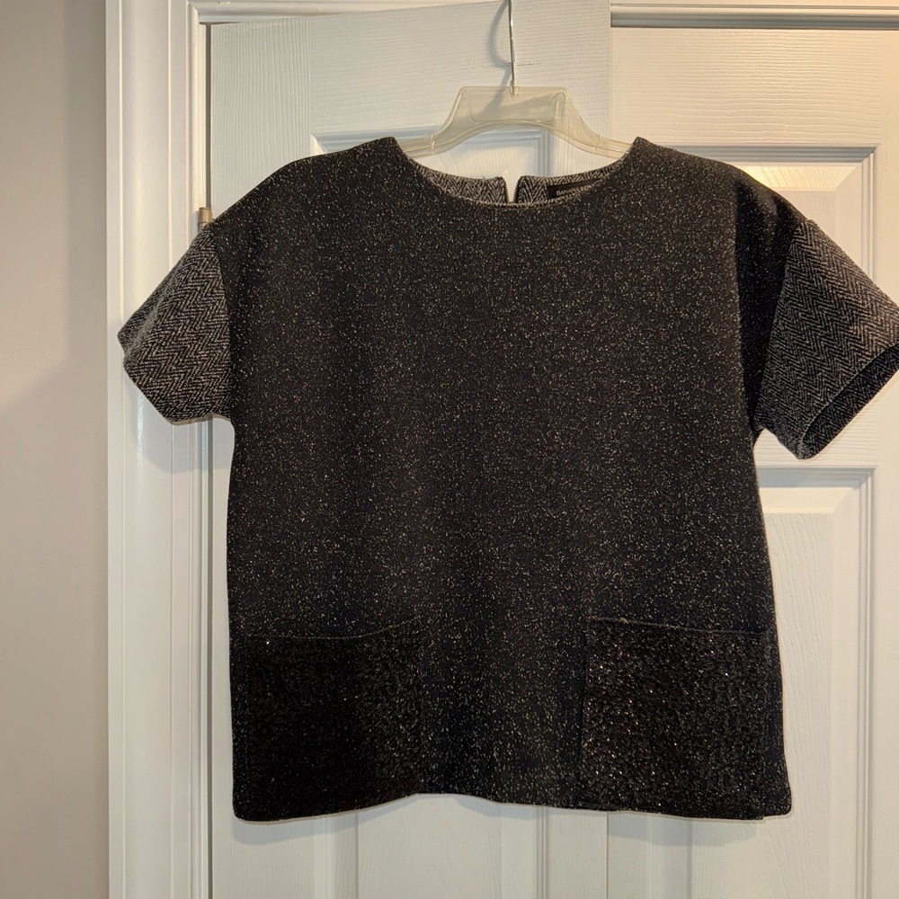 Banana Republic Womens Black Shirt with Sequin Pockets